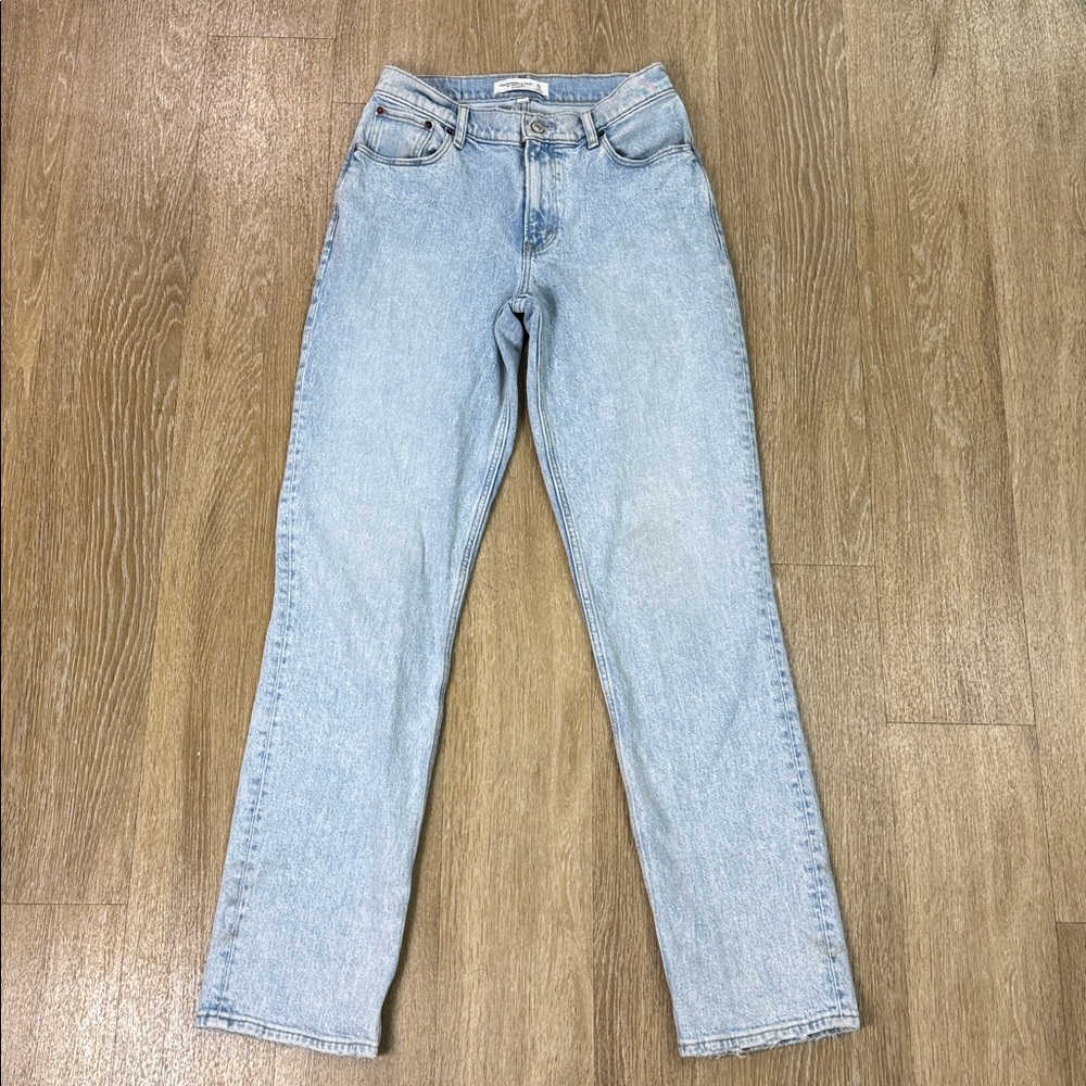 Abercrombie & Fitch 90s Straight Low Rise Curve Love Jeans size 27 Long Tall - Picture 6 of 12